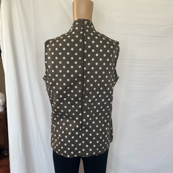 Vintage Rhodes of California sleeveless secretary blouse sleeveless polka dot S - Picture 2 of 5